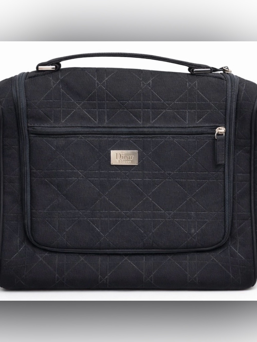 Authentic Dior Black Quilted Beauty Cosmetic Case with Top Handle